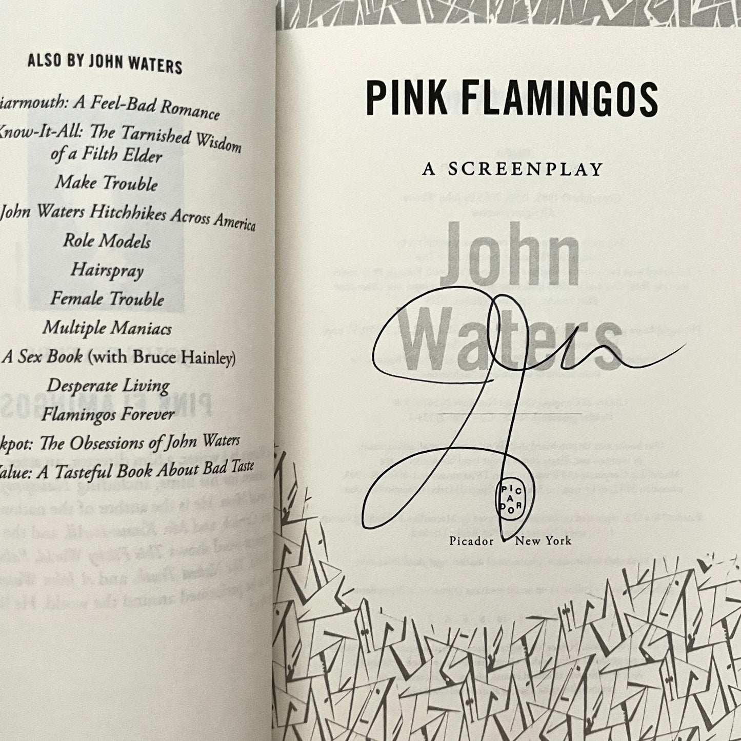SIGNED Pink Flamingos Screenplay John Waters