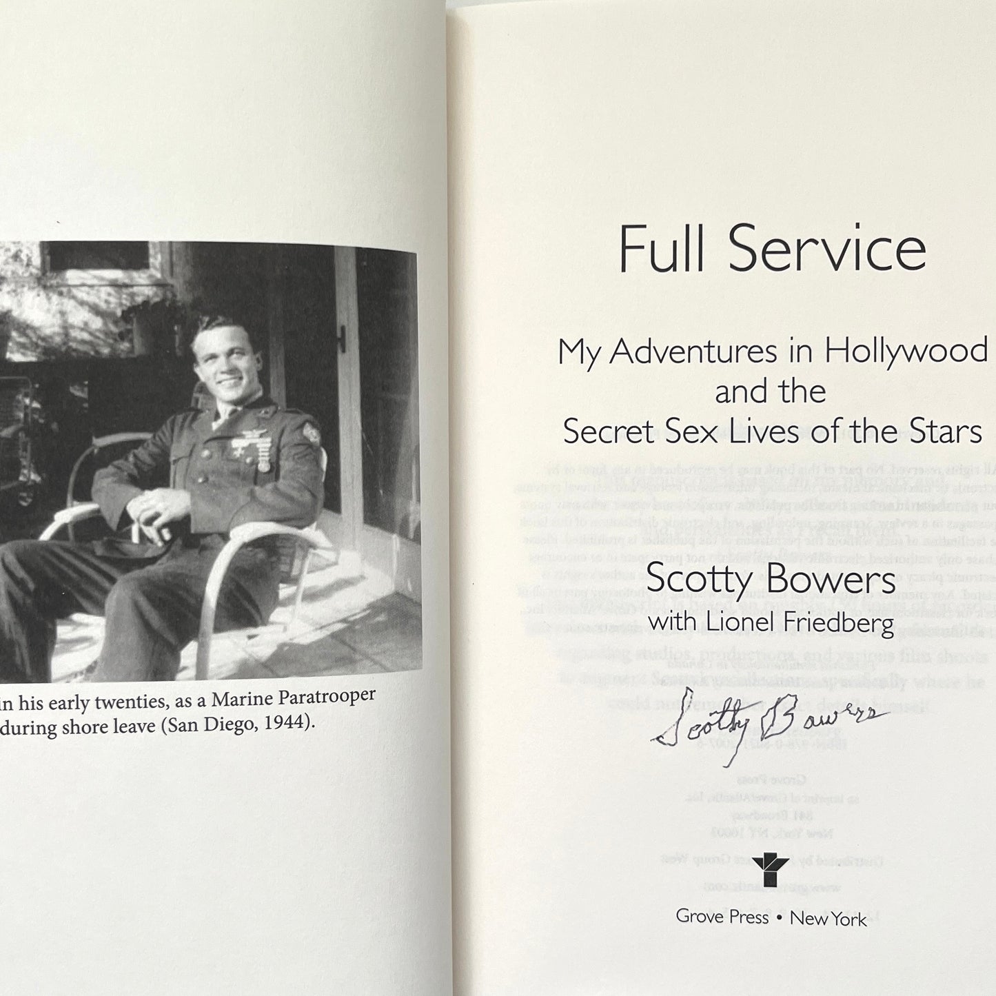 Signed Full Service My Adventures in Hollywood by Scotty Bowers 2012
