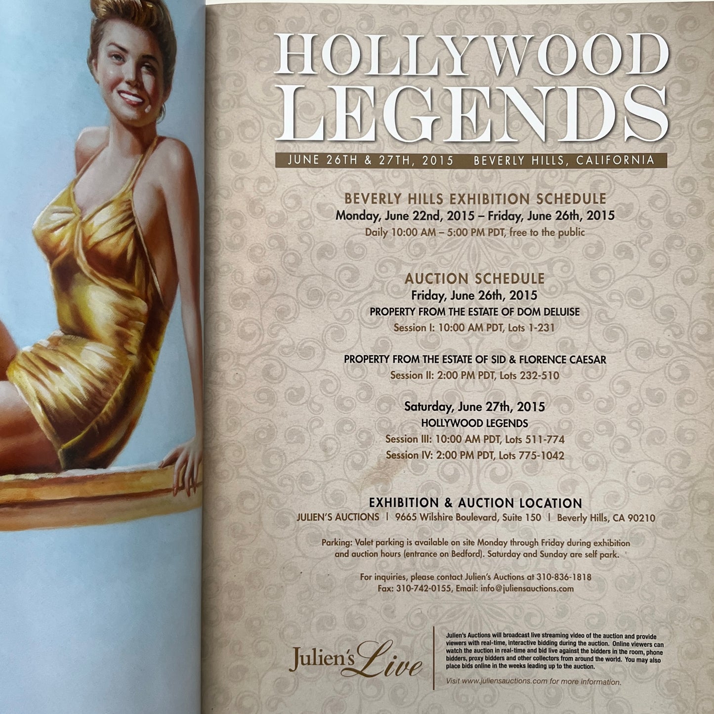 Hollywood Legends Catalog Marilyn Monroe Julien's Auctions 2015 Beverly Hills
