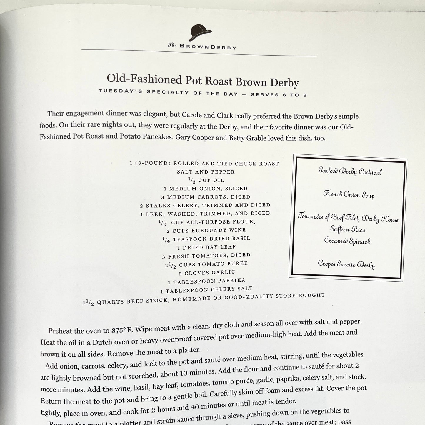 Signed The Brown Derby Restaurant Sally Wright Cobb & Mark Williams