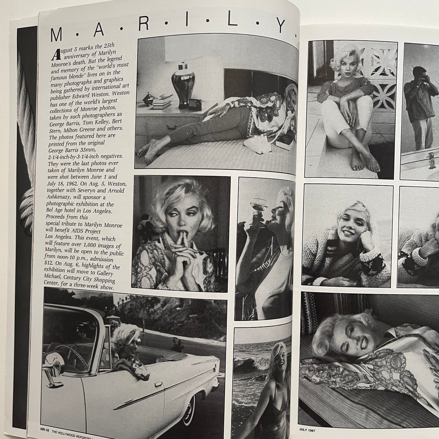Marilyn Monroe: A Rare Collection of Photographs July 1987 Hollywood Reporter Magazine