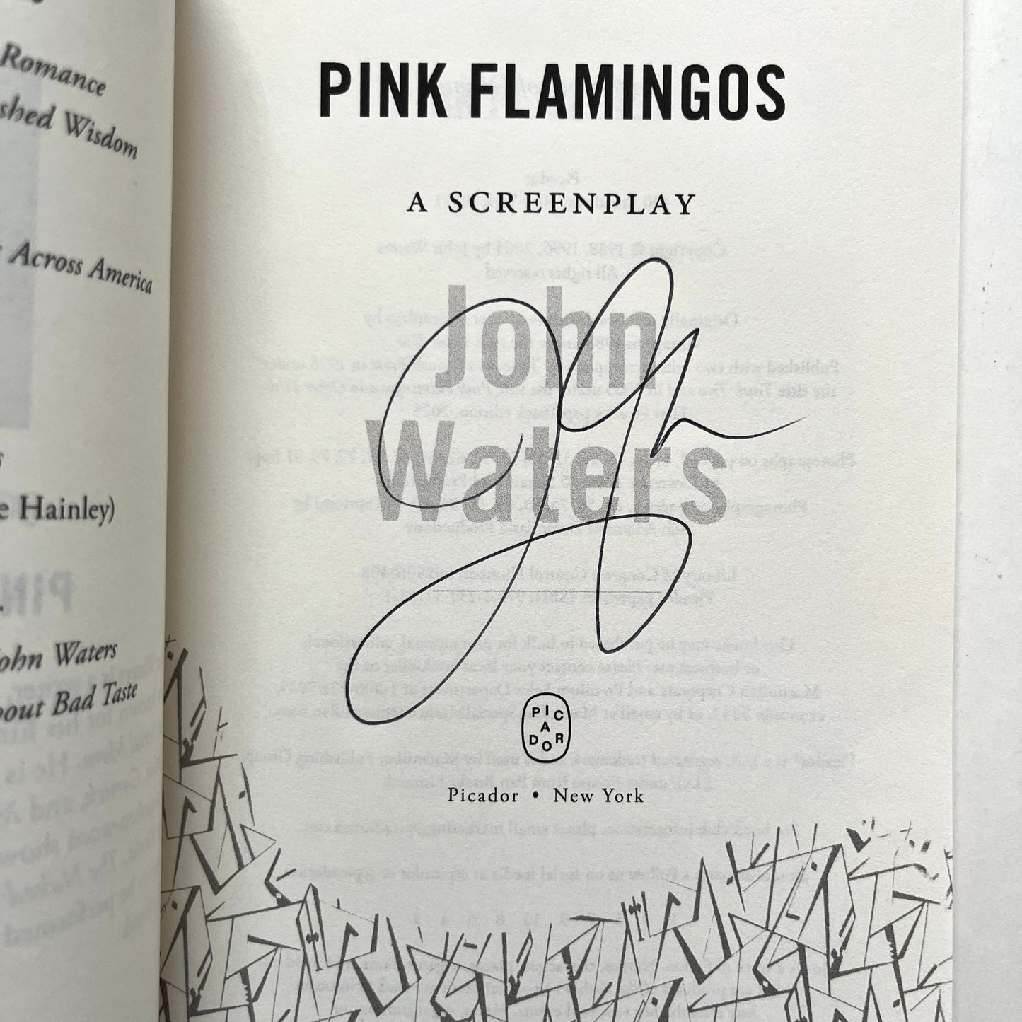 Signed Pink Flamingos A Screenplay John Waters
